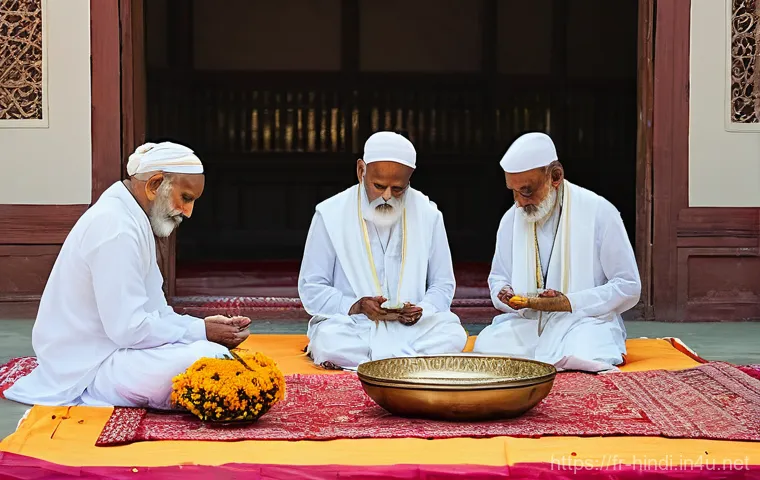 힌디어와 장례 문화 - **Prompt:** An ethereal and serene image depicting the Hindu ritual of purifying the deceased's body...