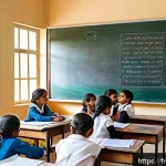 힌디어 명사와 형용사 - A vibrant classroom scene in a modern Indian school, showing a diverse group of attentive students o...